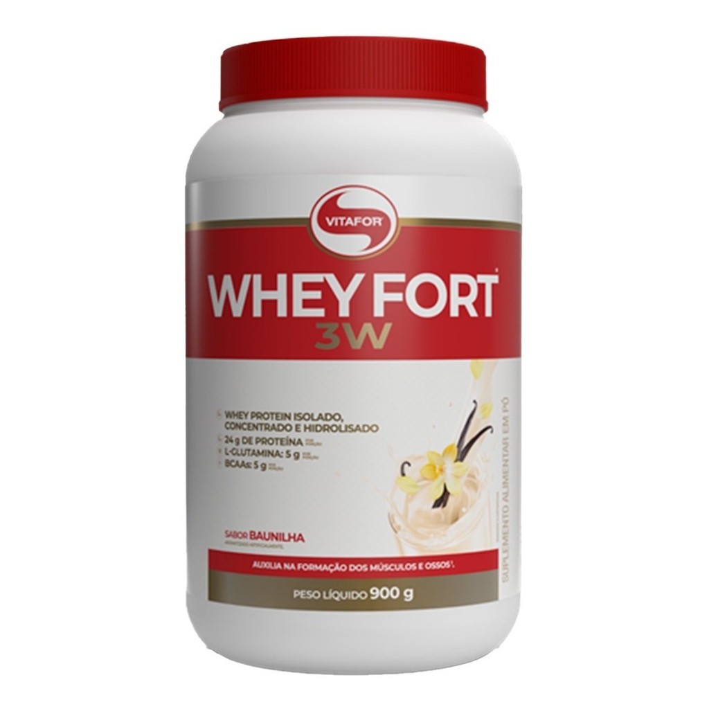 Whey Fort 3W 900g Vitafor - Sabor Baunilha em Oferta na Shopee