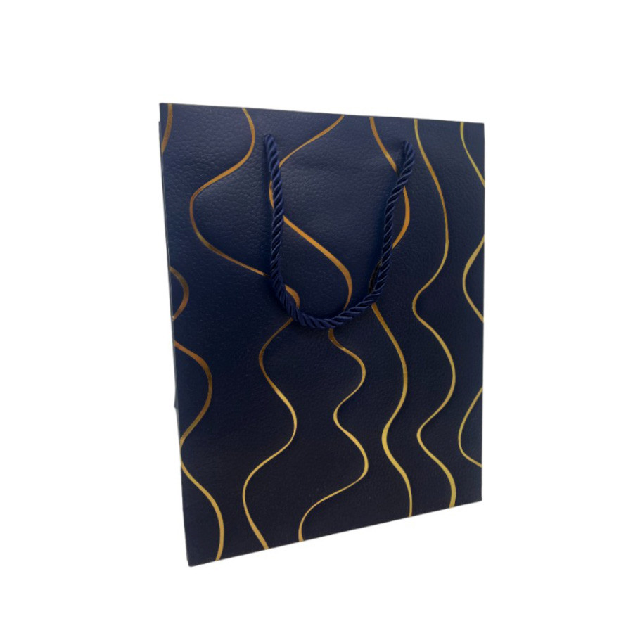 Sacola de Papel para Presente Ondas Almofadadas - Azul - 23x18x10cm - 1 unidade - Rizzo em Oferta na Shopee