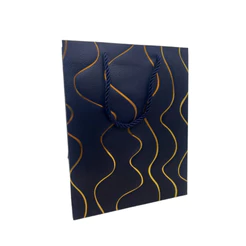 Sacola de Papel para Presente Ondas Almofadadas - Azul - 23x18x10cm - 1 unidade - Rizzo