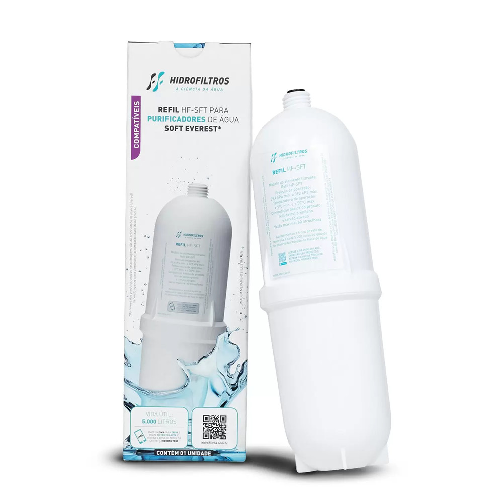 Refil Filtro Hidrofiltros Compatível Purificador Soft Everest, Plus, Star, Fit, Slim E Baby
