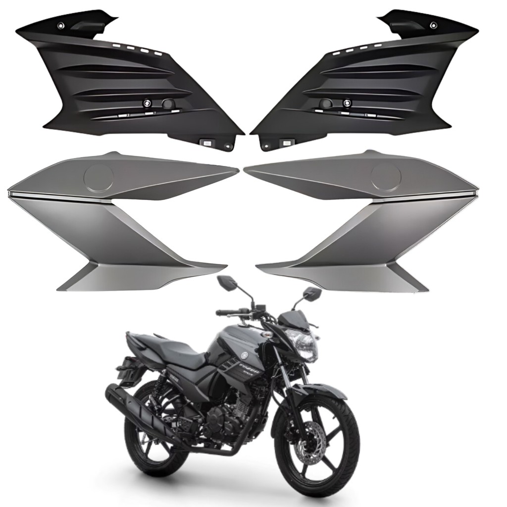 KIT CARENAGEM ALETA ABA COMPLEMENTO FAZER 150 CINZA FOSCO 2020 2021 PARAMOTOS YAMAHA