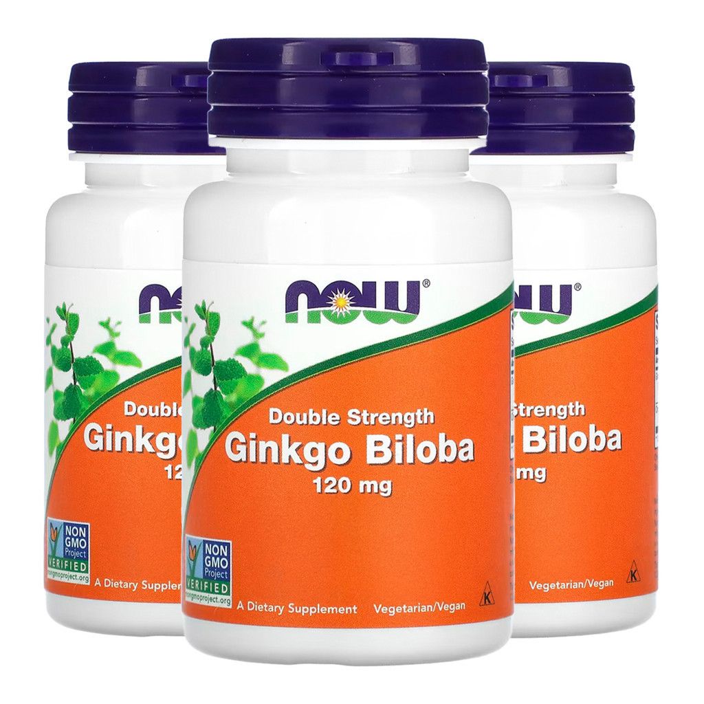 Kit 3x Ginkgo Biloba 120mg Now Foods 50 Cápsulas Importado /Made in Usa