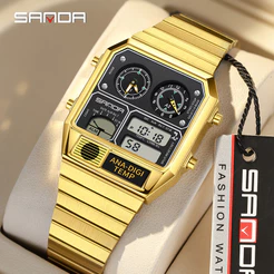 Sanda Retro Trendy Punk Relógio Eletrônico De Quartzo À Prova D'água SD3192