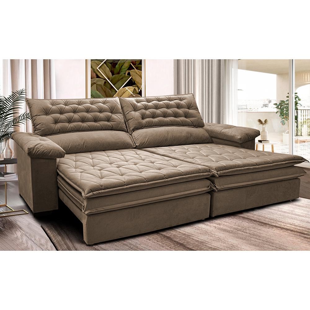 Sofá Retrátil e Reclinável 2,12m Molas Ensacadas Cama inBox Alemanha com Espuma Viscoelástico Velusoft Castor - Home & Living