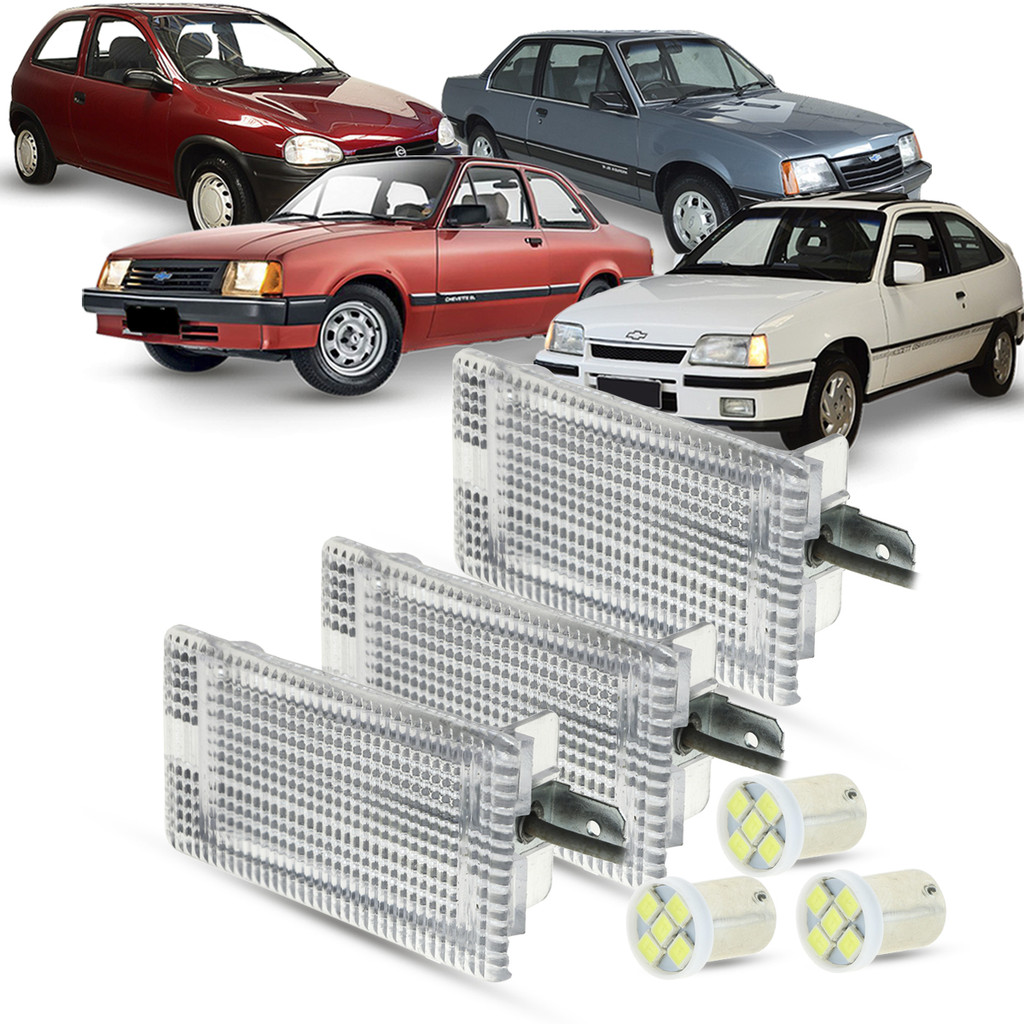 Kit 3 Lanternas Luz de Teto Porta Luvas Malas Capô + Led Chevrolet Opala Monza Chevette Kadett Corsa Celta VW Gol