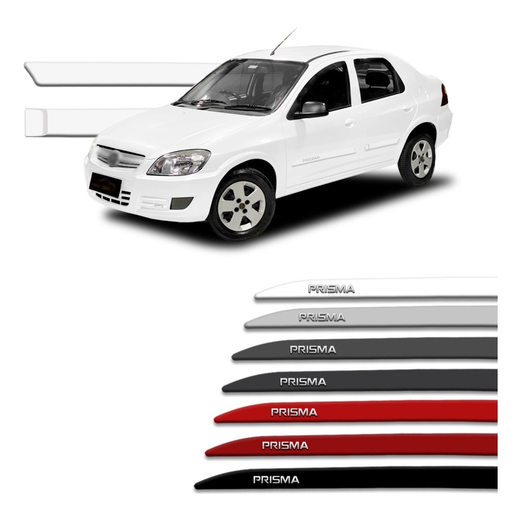 Jogo de Friso Lateral Facao Prisma 2006 2007 2008 2009 2010 a 2012 com Grafia Cromada em Alto Relevo