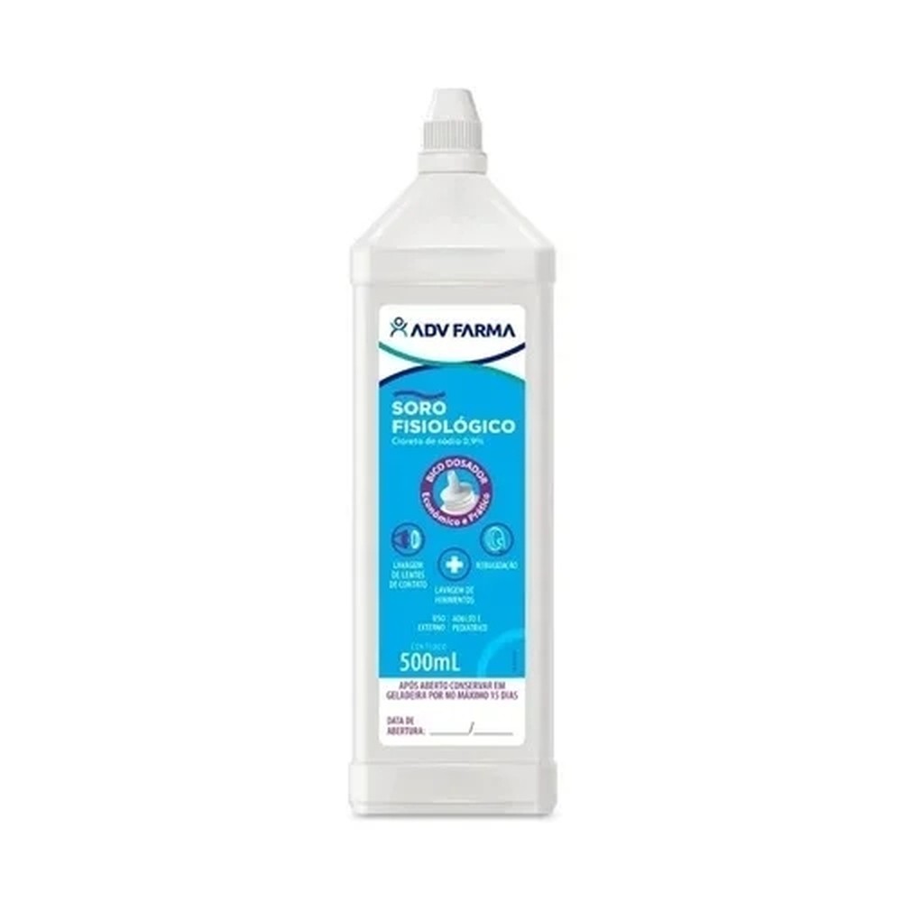 Soro Fisiologico 0,9% Adv Frasco Com 500Ml De Solucao De Uso Dermatologico