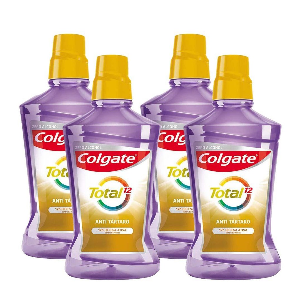 Kit 4 Enxaguantes bucal Colgate Total 12 Zero Álcool Anti-Tártaro 250ml