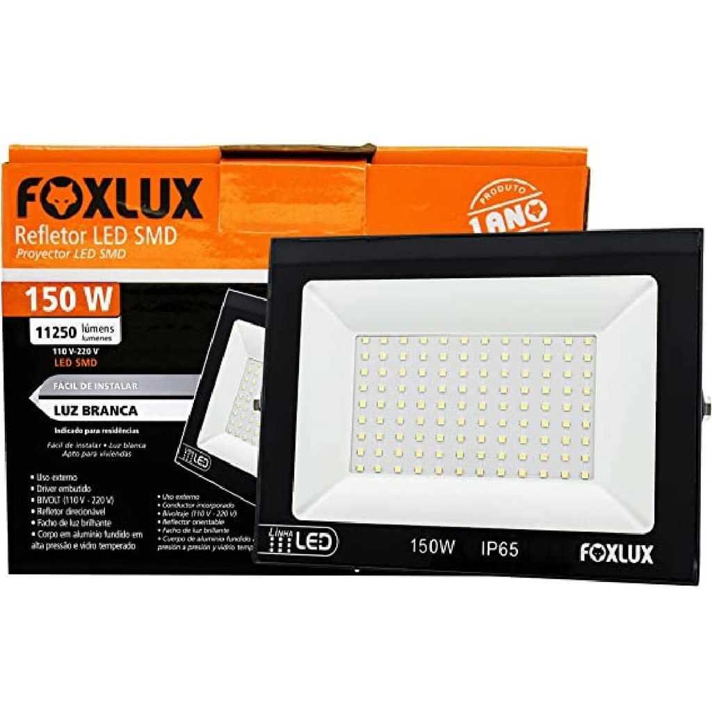 Refletor LED Foxlux 150W Branco IP65 Driver Embutido | alta potência, proteção contra intempéries em Oferta na Shopee