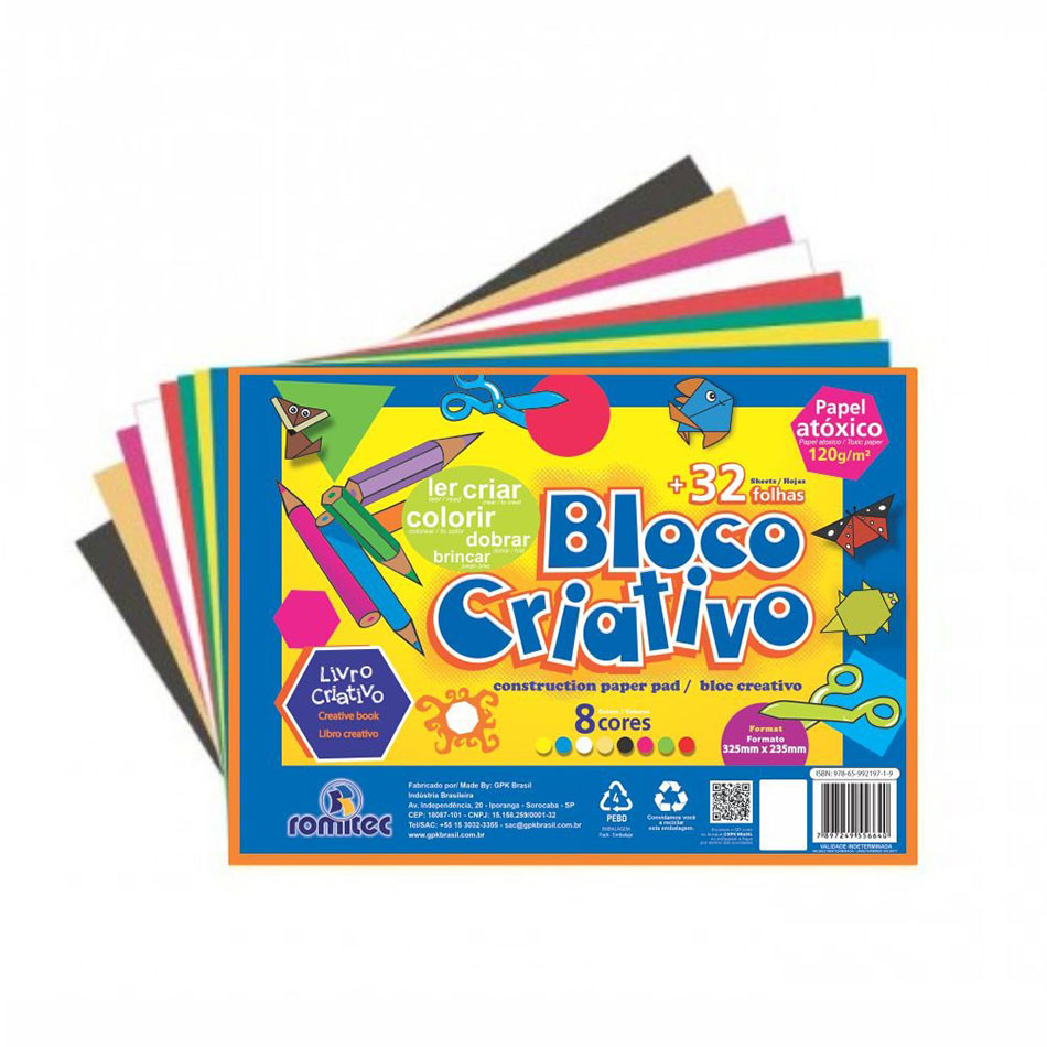 Livro criativo A4 120g 8 cores com 32 folhas Romitec