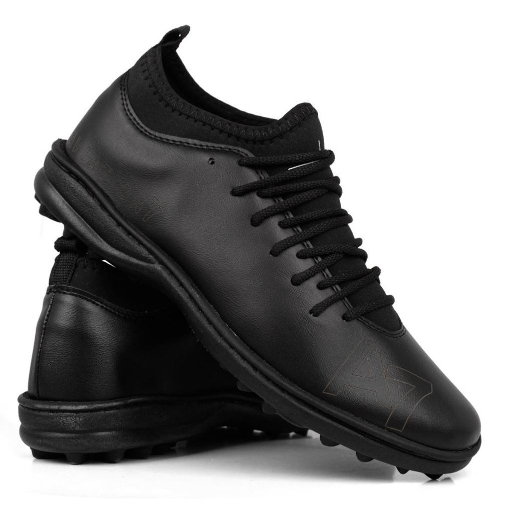 Chuteira Tênis Society All Black Cano Alto a7 Campo Terrão Tamanho Especial 44 45 46 47 48