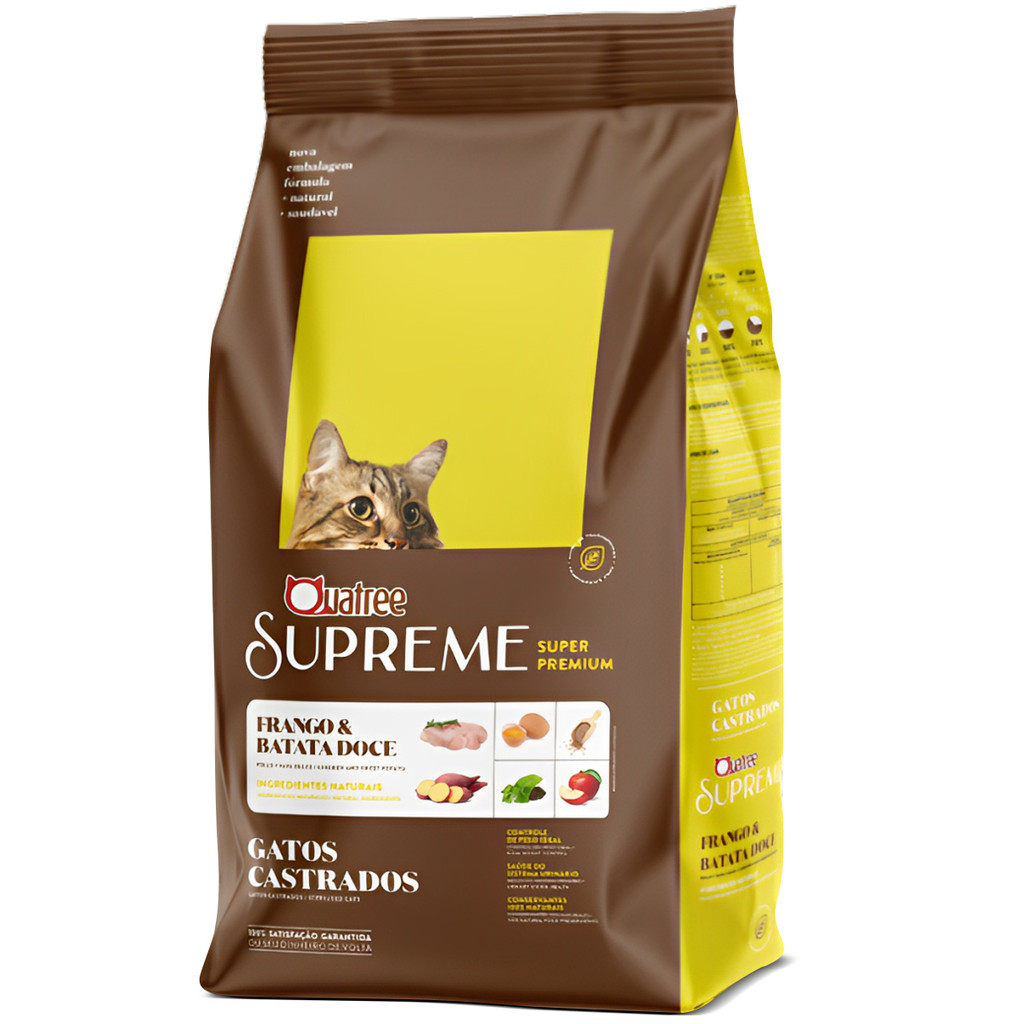 Ração Quatree Supreme Gatos Castrados Sabor Frango e Batata Doce 10kg em Oferta na Shopee