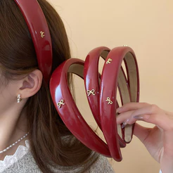 Feliz Ano Novo Vermelho Alta Esponja Hairbands Bandana Headwear Elegante Senhora