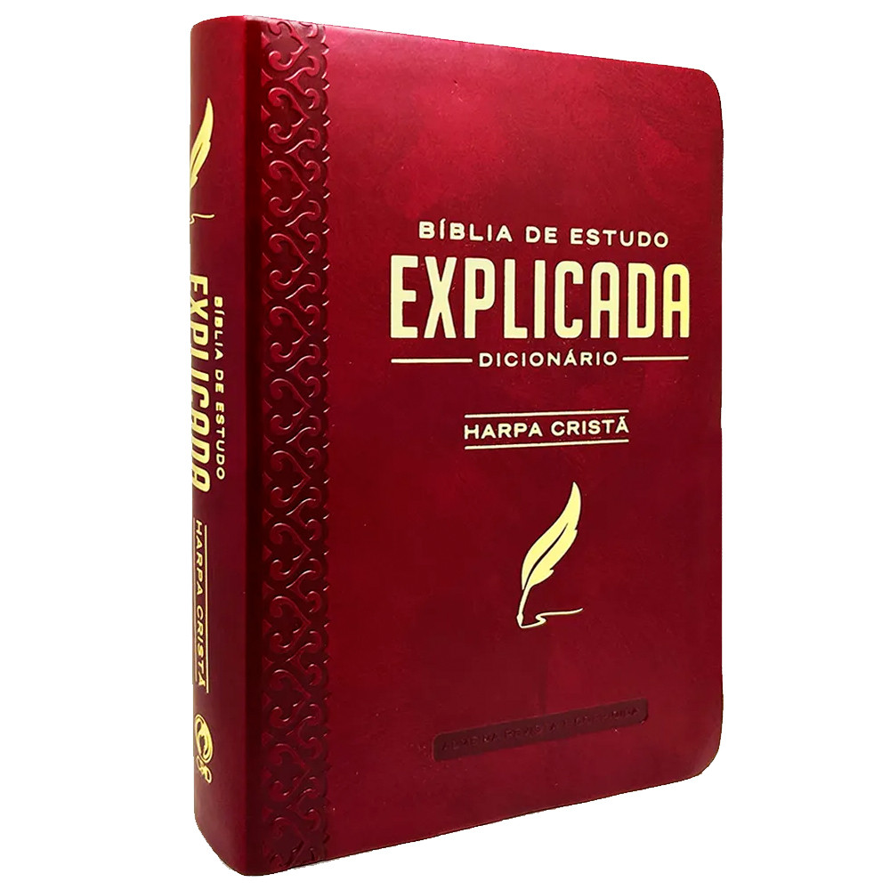 Bíblia de Estudo Explicada | ARC | COM Harpa Cristã | VINHO em Oferta na Shopee