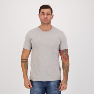 Camiseta Premium Basic Cinza Mescla em Oferta na Shopee