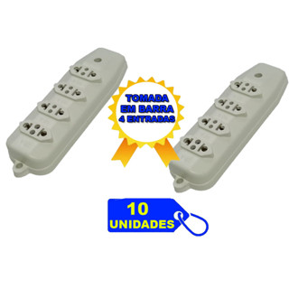 Kit 10 Tomada Em Barra Quadrula Branca Para Extensão 10a e 20a 3p em Oferta na Shopee