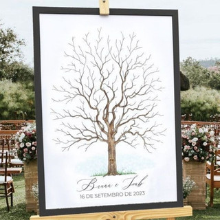 Quadro Placa Recepção De Casamento Árvore Digitais, para eternizar o momento