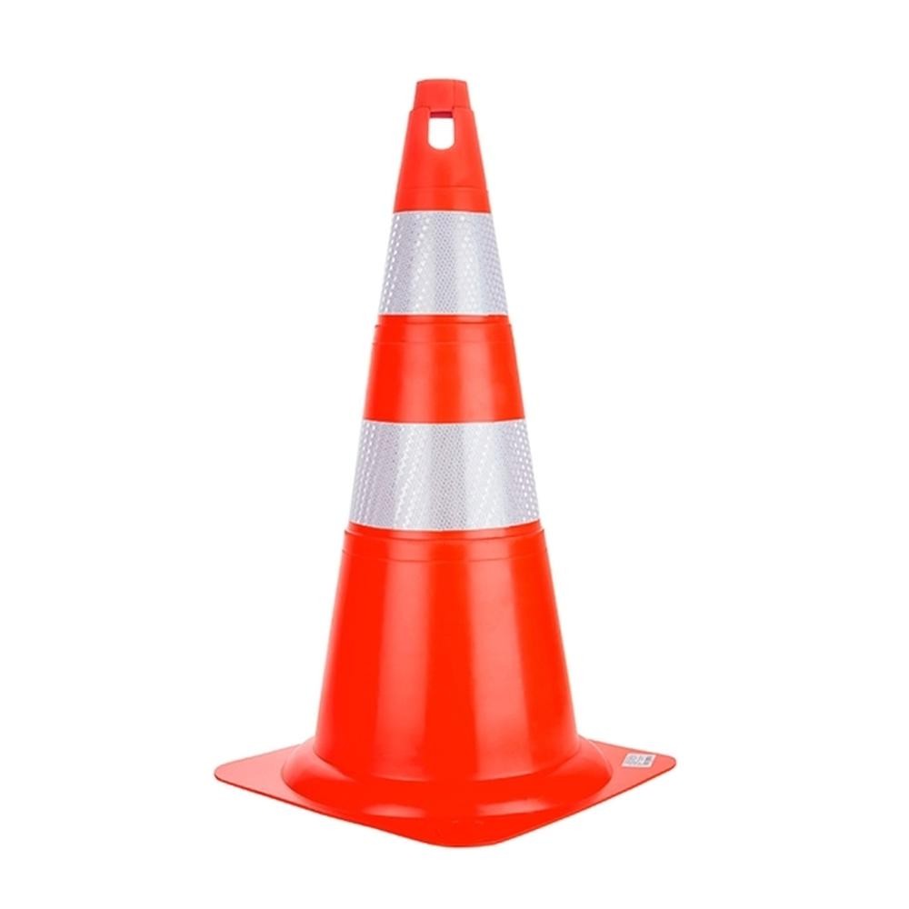 Cone de Sinalização Rígido e Refletivo 70 CM Delta Plus WPS1918 Laranja e Branco Com Fendas Para Fitas e Correntes