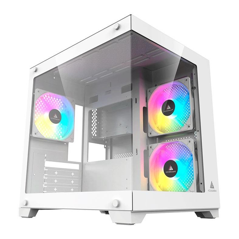 Gabinete Gamer Acegeek Gimli, Rainbow, Mid-Tower, Lateral de Vidro, Com3 Fans Branco AG-GIMLI-WH-3F em Oferta na Shopee