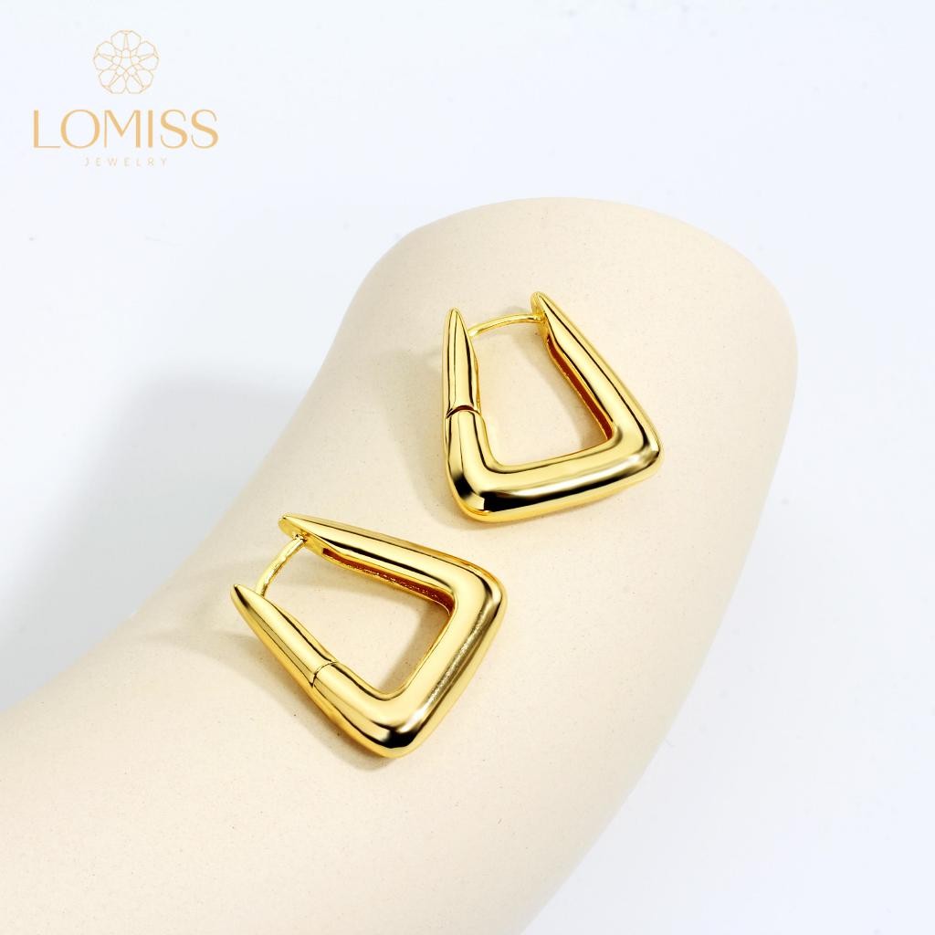 Brinco  Delicado Elegante Antialérgico Feminino Coreanos Brilho Folheado Ouro 18k a Platina Quadrado Liso