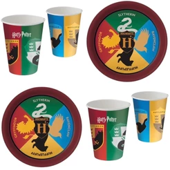 Kit Festa HARRY POTTER 8 Pratos + 8 Copos Descartável 200 Ml Papel - FESTCOLOR (CHOCO)