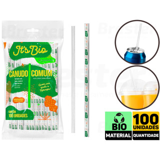 Canudo Comum Biodegradável 19,5cm Strawplast C/ 100 Unidades em Oferta na Shopee
