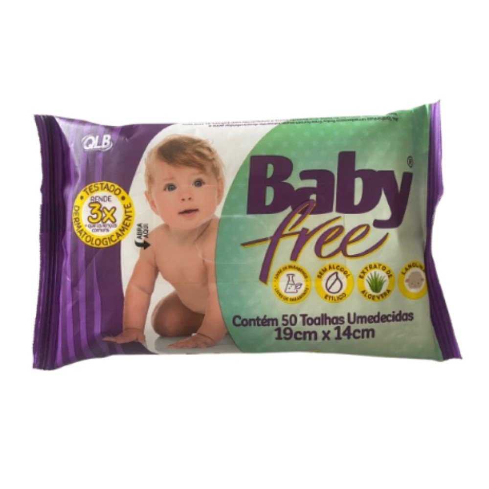 Baby Free Pacote com 50 Toalhas Umedecidas 19cm * 14cm