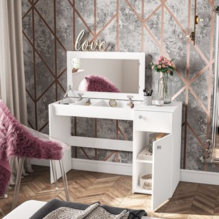 Penteadeira Iracema com Tampo Porta Objetos com Espelho 1 Gaveta 1 Porta em Oferta na Shopee