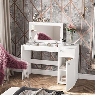 Penteadeira Iracema com Tampo Porta Objetos com Espelho 1 Gaveta 1 Porta em Oferta na Shopee