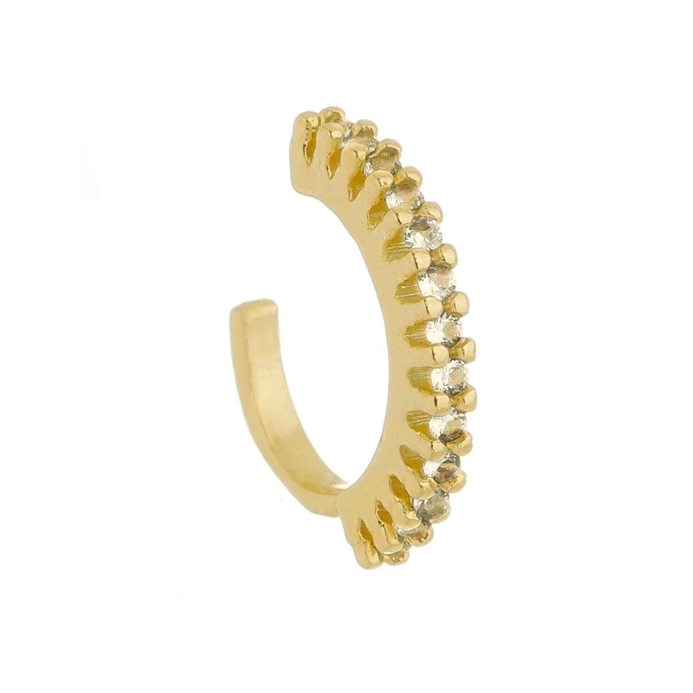 PIERCING DE PRESSÃO IVY ARGOLA ZIRCÔNIAS CRISTAL FOLHEADO A OURO 18K PIUKA