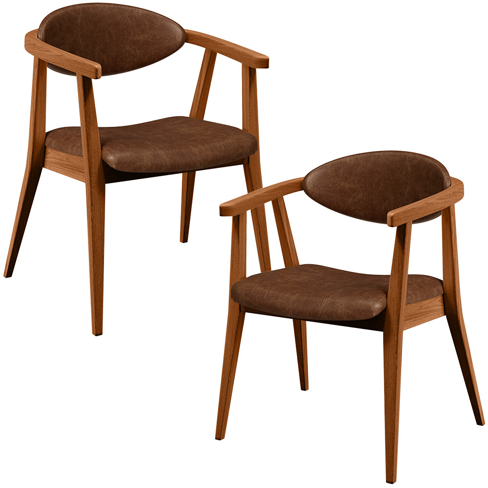 Kit 02 Poltronas Decorativas Para Sala de Estar Jantar Cecília L02 Couríssimo Marrom - Lyam Decor em Oferta na Shopee