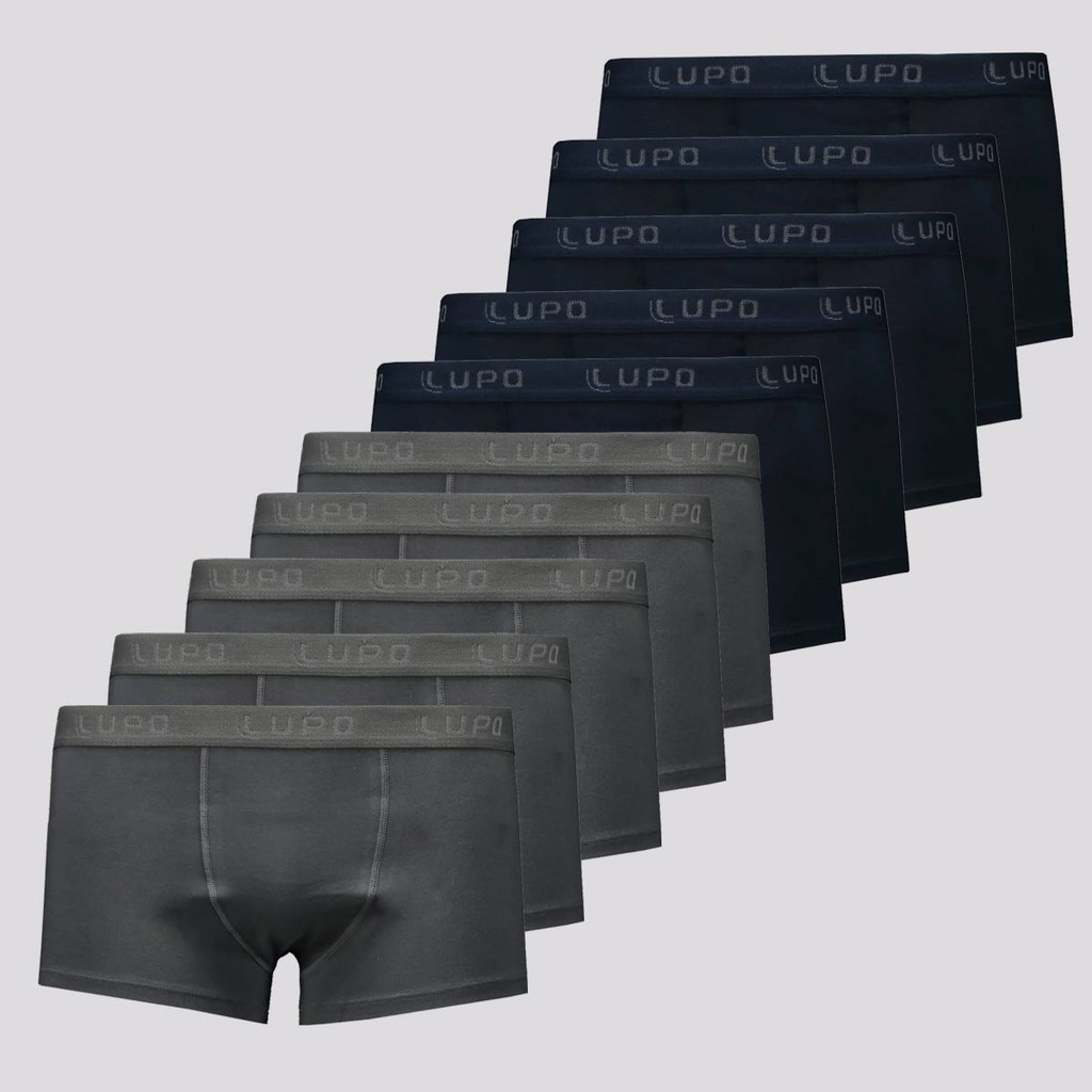 Kit de 10 Cuecas Sunga Lupo Cinza e Marinho - Men Clothes