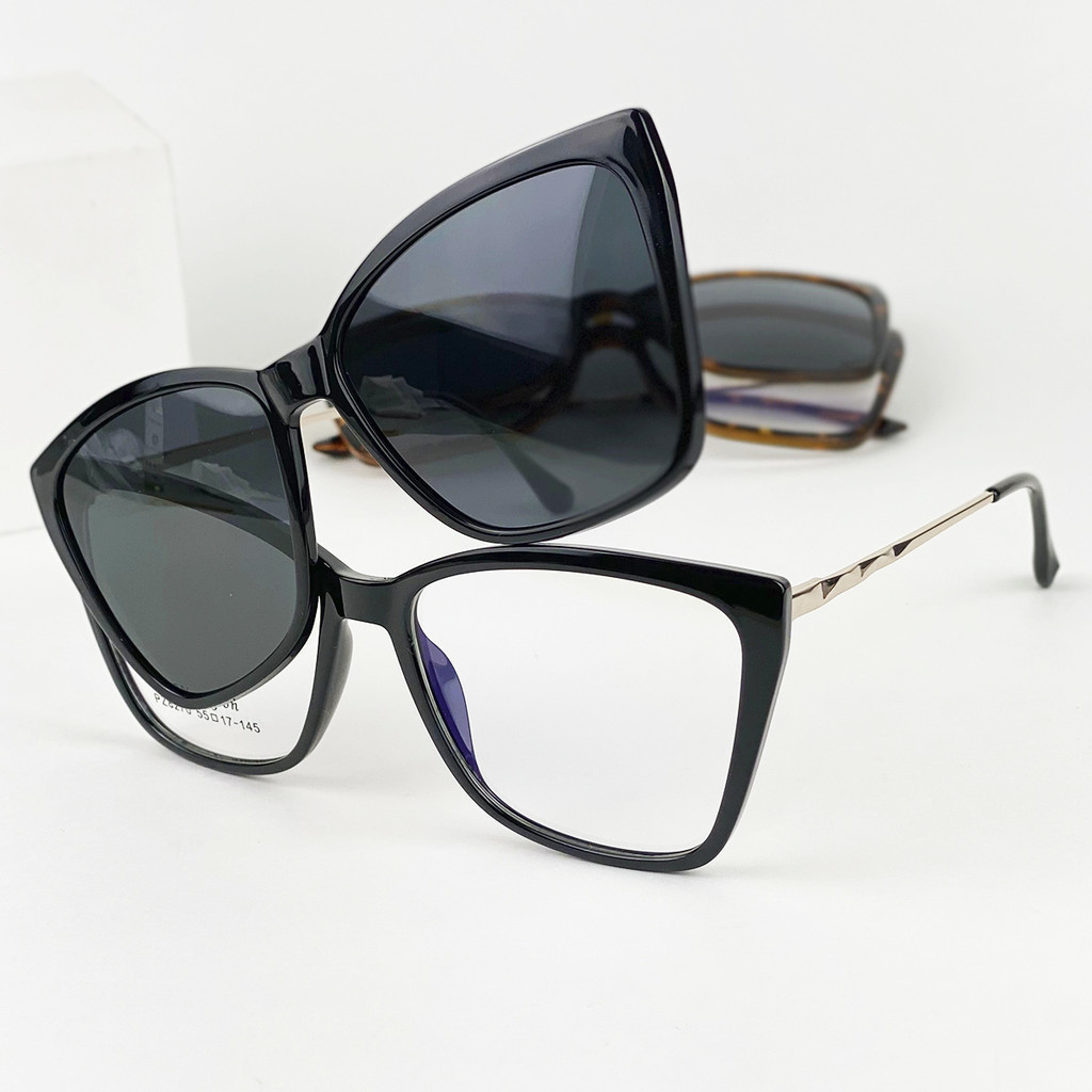 Armação De Óculos Feminino Em Nylon Com Lente Clipon Polarizada Para Grau Varias Cores CF469