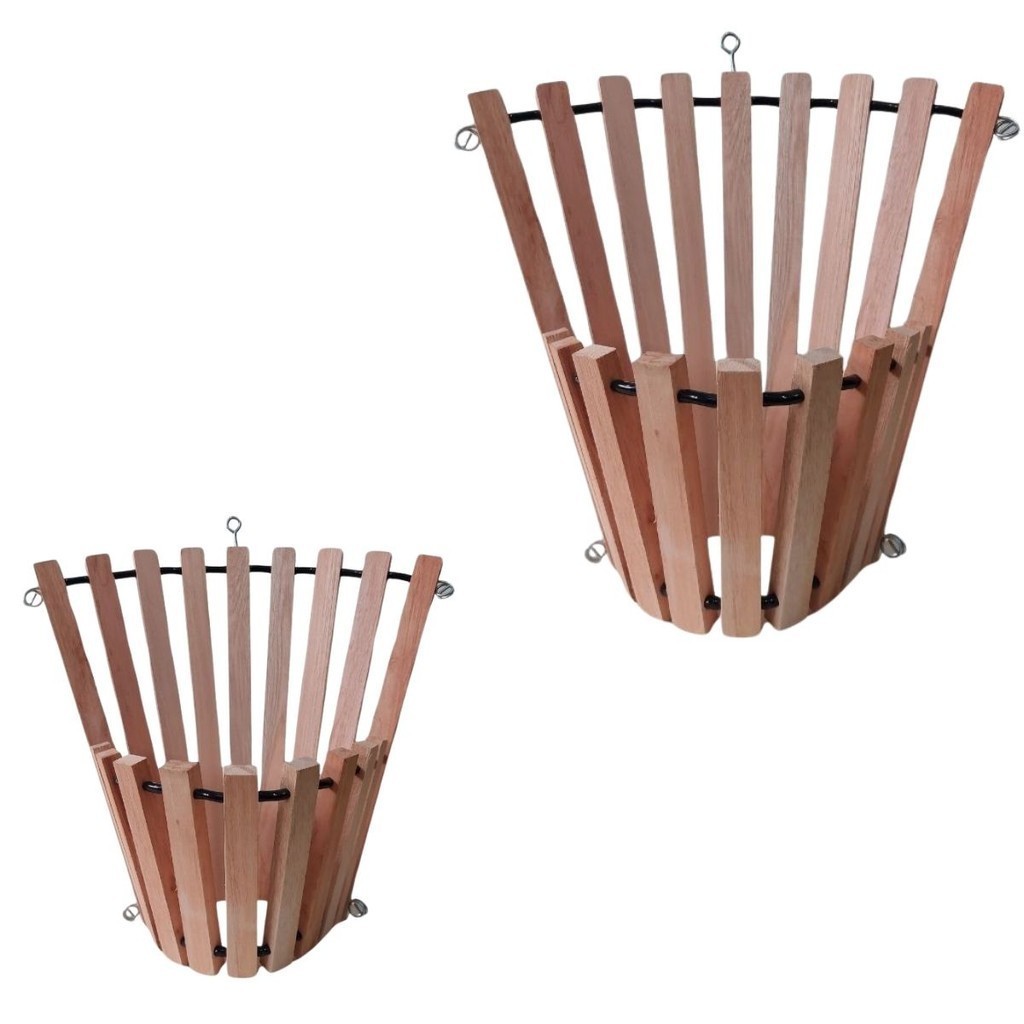 Kit 2 Cachepot De Parede Madeira Cônico Orquideas E Plantas