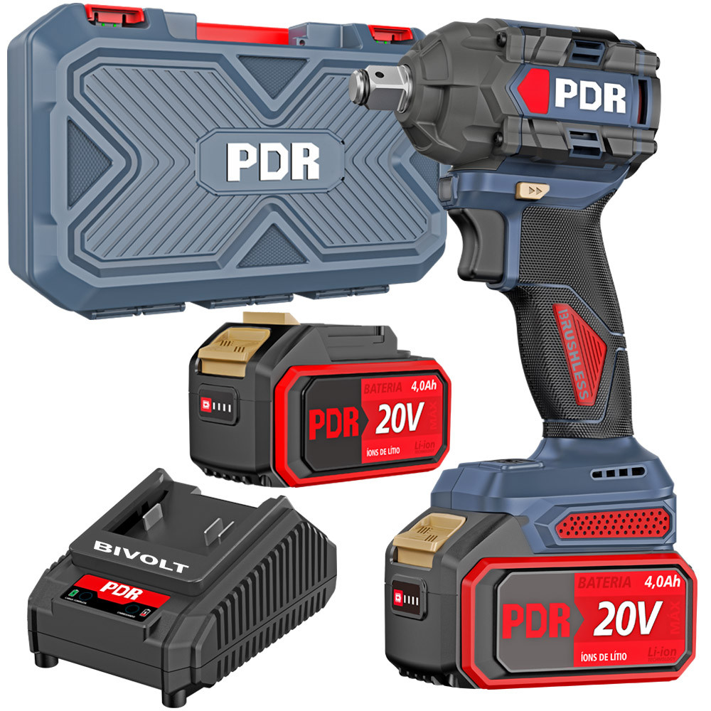 Chave de Impacto Brushless Profissional PRO-B420 PDR 455Nm com Maleta E 2 Baterias 20v - Home & Living