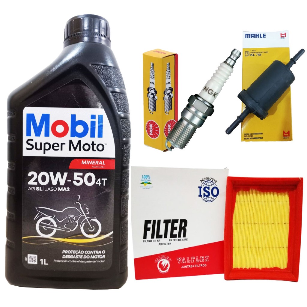 Kit Revisão Nxr 160 Bros 2016-2022 Troca Óleo Mobil 20w50 Filtros e Vela Ngk em Oferta na Shopee