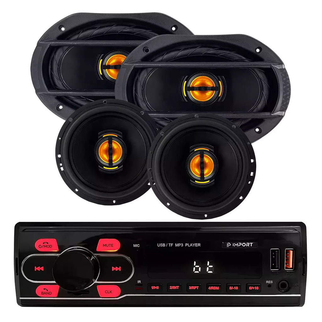 Kit Fácil 6 E 6x9 Polegadas Som Automotivo + Rádio Bluetooth