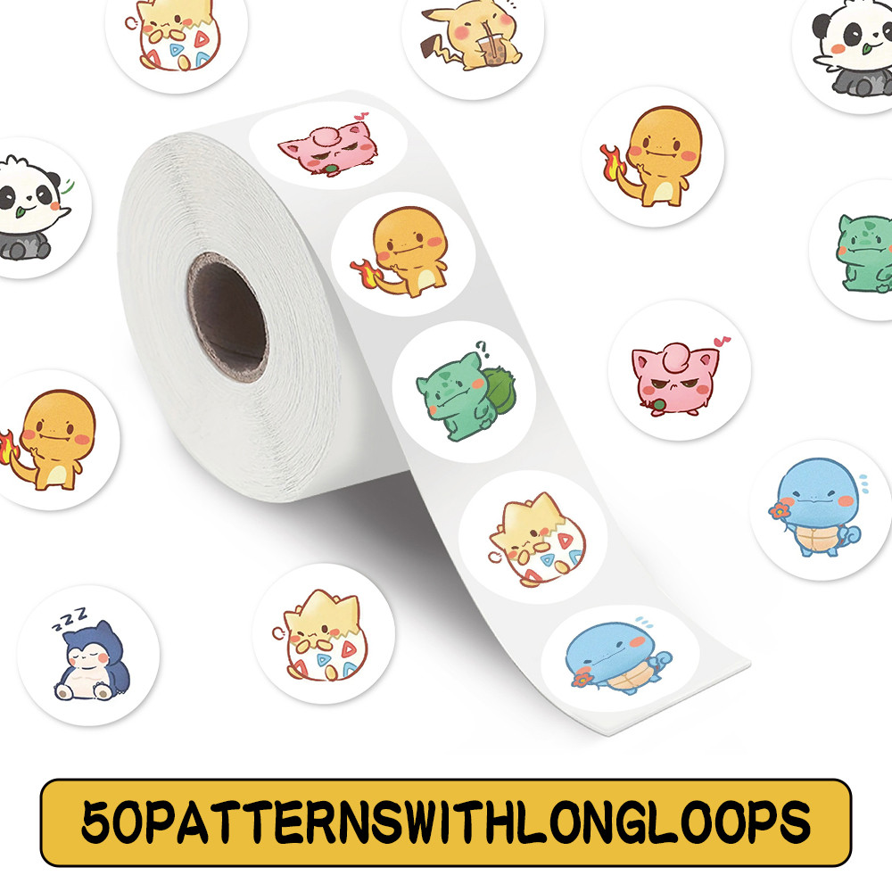 500 Unidades/Rolo Adesivos De Vedação Fofos De Pokémon De Anime-Decalques De Graffiti Para Bagagem , Capa De Telefone ,