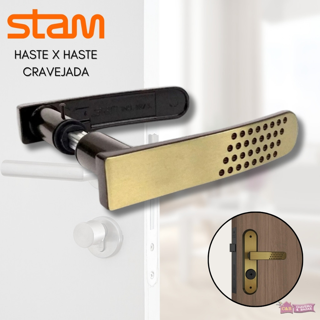 Maçaneta Oxidada Haste x Haste Cravejada 51254 Stam