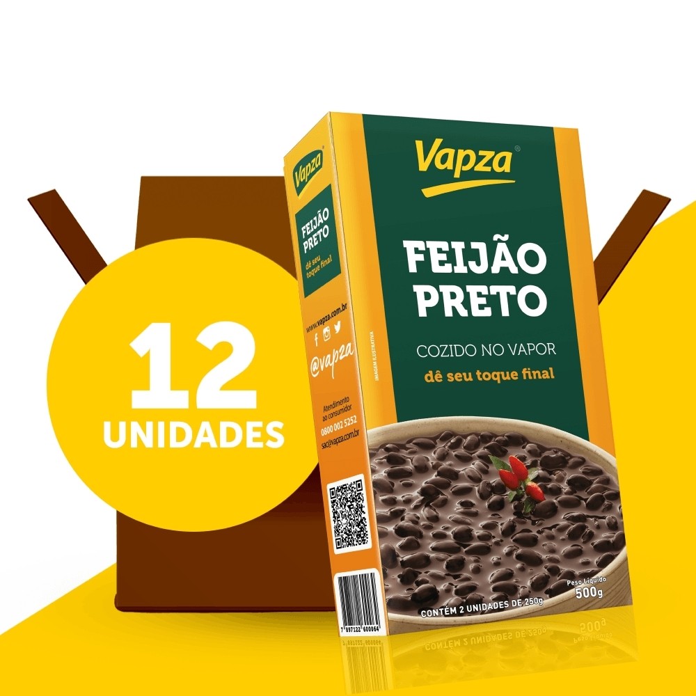 Kit 12 Feijões Preto 500G Vapza em Oferta na Shopee