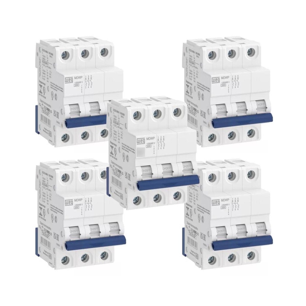 KIT 5 UNIDADES - WEG DISJUNTOR TRIPOLAR DIN 32A (MDW-C 32A 3 POLOS)