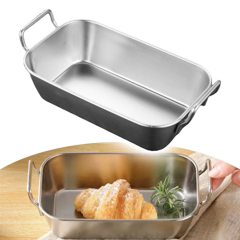 Tabuleiro Retangular Vasilha De Inox Bandeja Com Alça Mini Vasilhas Tigela Cozinha