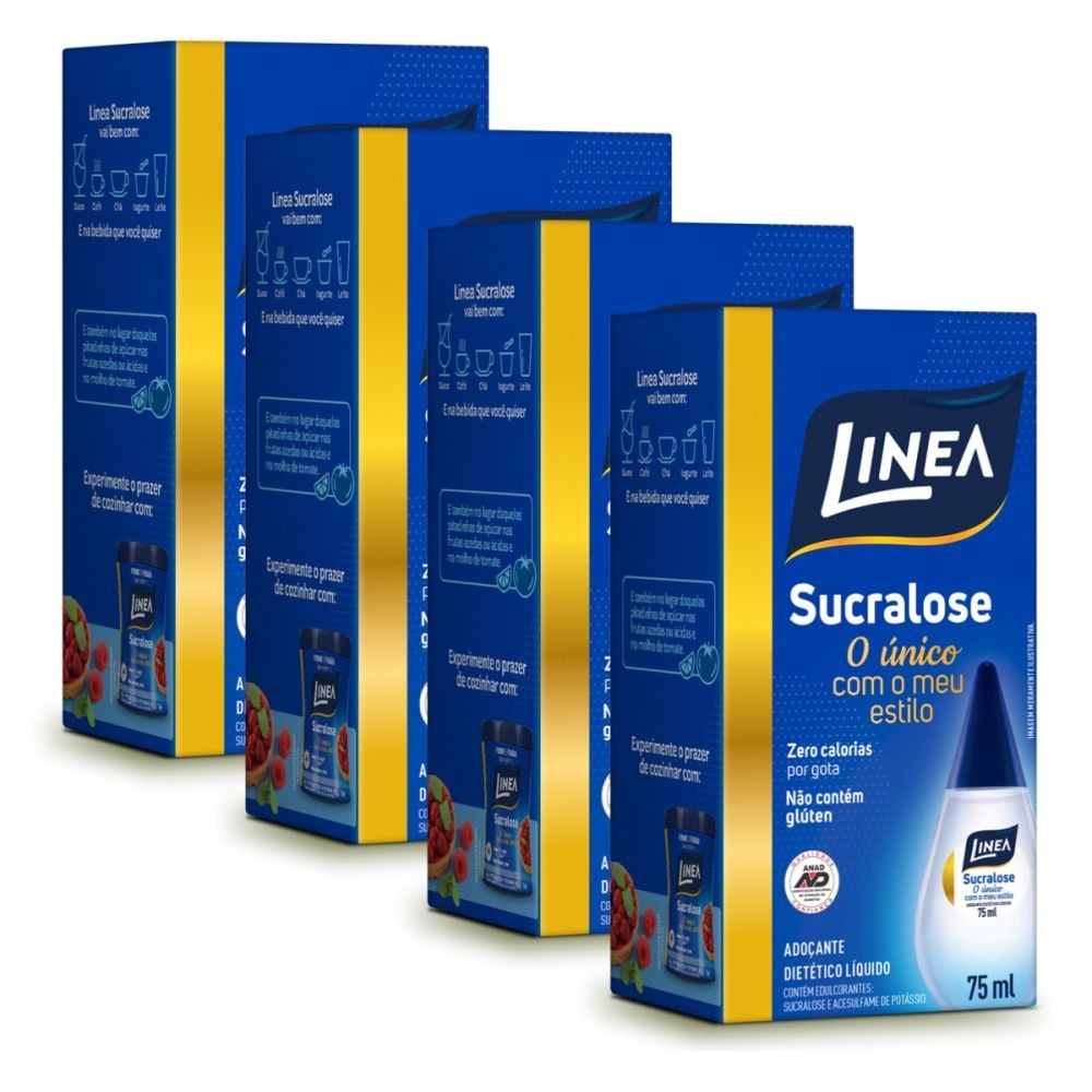 Kit 4 Adoçantes Sucralose Líquido Linea 75ml em Oferta na Shopee