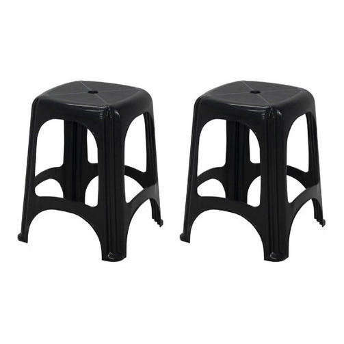 Kit 2 Bancos De Plástico Tramontina Banquetas Niterói Preto