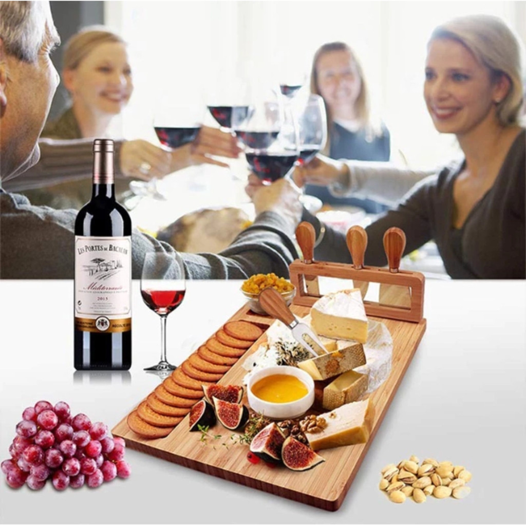 Tabua Queijos e Frios + Kit Espátulas 04 Peças