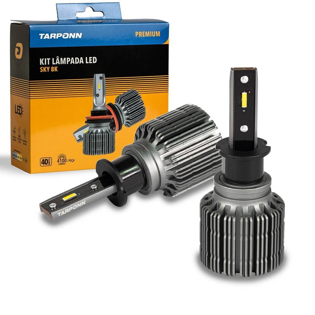 Kit Lâmpada Led Sky H3 40w 8200lm 8k Branca Azulada Tarponn