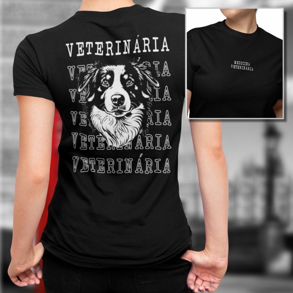 Camiseta Feminina Medicina Veterinaria Babylook Veterinaria  100% Algodão Manga Curta Gola Redonda em Oferta na Shopee