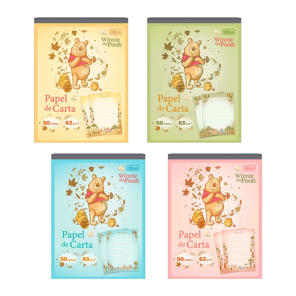 Bloco de papel carta com 50 folhas Pooh Tilibra em Oferta na Shopee