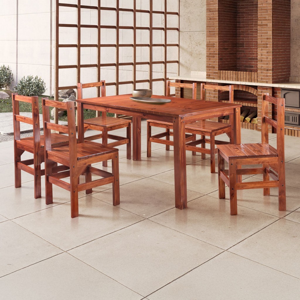 Mesa de Jantar 6 Lugares Cherry Madeira Maciça Mogano - Pnr Móveis em Oferta na Shopee