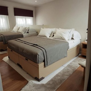 Base para Cama Box Queen Garcia Premium com Baú Linho (47x158x198 cm) Bege em Oferta na Shopee